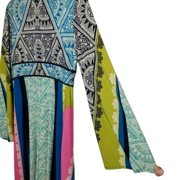 Boston Proper Multicolor Boho-Inspired Long Sleeve V-Neck Dress Size 6 Polyester - Picture 14 of 15